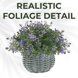 Ark Mat Artificial Floral Hanging Basket UV Resistant 34cm Indoor Outdoor in Purple - Size: 2 Pack - thumbnail 6
