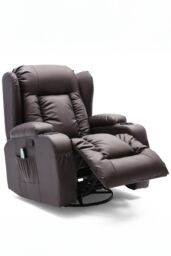 More4Homes Caesar Bonded Leather Recliner Rocking Swivel Heat & Massage Chair in Brown - thumbnail 3