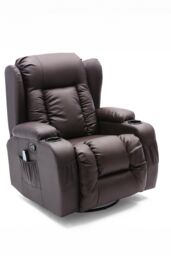 More4Homes Caesar Bonded Leather Recliner Rocking Swivel Heat & Massage Chair in Brown - thumbnail 2