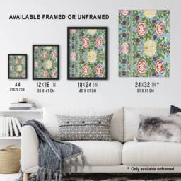 Artery8 Owen Jones Colorful Floral Chinese Motif Pattern Framed Wall Art Print - Size: A4 - thumbnail 3