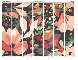Origin Murals Flowing Flowers Wall Mural in Black - Size: W350 cm x H280 cm - thumbnail 3
