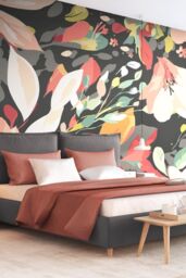 Origin Murals Flowing Flowers Wall Mural in Black - Size: W350 cm x H280 cm - thumbnail 1