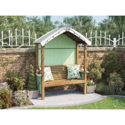 Dunster House Wooden Garden Arbour Painted Seat, W1.72m x D0.75m / W5' x D2' - thumbnail 2