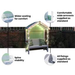 Dunster House Wooden Garden Arbour Painted Seat, W1.72m x D0.75m / W5' x D2' - thumbnail 3