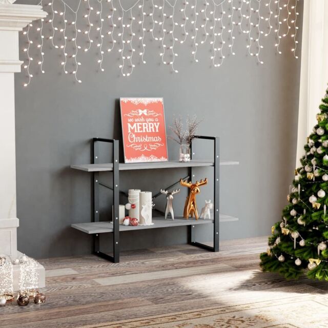 Berkfield Home 2-Tier Book Cabinet Concrete Grey 100x30x70 cm Engineered Wood - Size: 100 x 30 x 70 cm - image 1