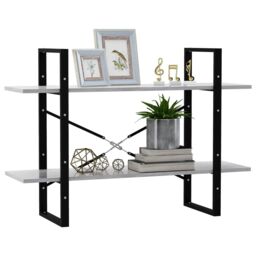 Berkfield Home 2-Tier Book Cabinet Concrete Grey 100x30x70 cm Engineered Wood - Size: 100 x 30 x 70 cm - thumbnail 4