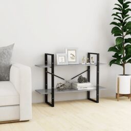 Berkfield Home 2-Tier Book Cabinet Concrete Grey 100x30x70 cm Engineered Wood - Size: 100 x 30 x 70 cm - thumbnail 3