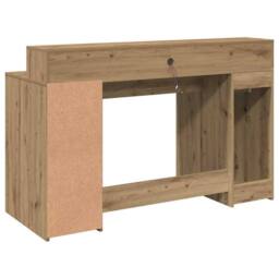Berkfield Home Desk with LED Lights Artisian Oak 140x55x91 cm Engineered Wood in Brown - Size: 140 x 55 x 91 cm - thumbnail 8
