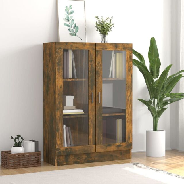Berkfield Home Vitrine Cabinet Smoked Oak 82.5x30.5x115 cm Engineered Wood in Brown - image 1