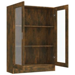 Berkfield Home Vitrine Cabinet Smoked Oak 82.5x30.5x115 cm Engineered Wood in Brown - thumbnail 5