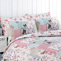 Velosso Boutique Cotton Rich Printed Duvet Cover & Pillowcase Set in Pink - Size: Single - thumbnail 2