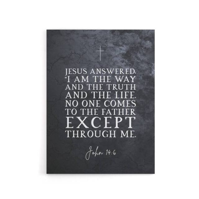 "Artery8 John 14 6 Jesus I Am The Way Truth Bible Quote Canvas Wall Art Print in Grey - Size: W18"" x H24""" - image 1