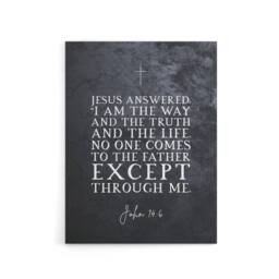 "Artery8 John 14 6 Jesus I Am The Way Truth Bible Quote Canvas Wall Art Print in Grey - Size: W18"" x H24""" - thumbnail 1