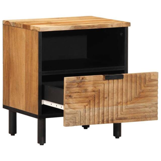 Berkfield Home Bedside Cabinet 40x33x46 cm Solid Wood Acacia in Brown - Size: 40 x 33 x 46 cm - image 1