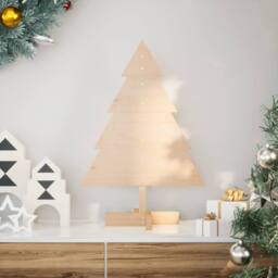 Berkfield Home Wooden Christmas Tree for Decoration 70 cm Solid Wood in Light Tan - thumbnail 2