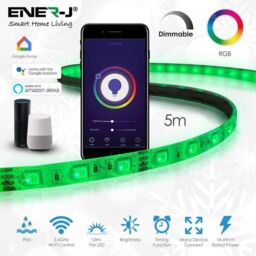 ENER-J Smart Wi-Fi RGB LED Strip Light Kit 5m IP65 12V in White - Size: 25 cm diameter x 19 cm high - thumbnail 1
