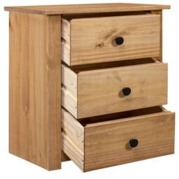 Berkfield Home Bedside Cabinet 46x40x57 cm Pinewood Panama Range in Brown - Size: 46 x 40 x 57 cm - thumbnail 1