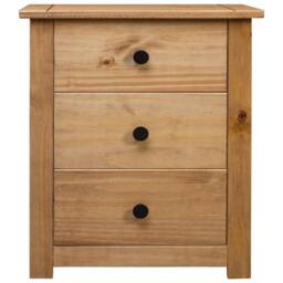 Berkfield Home Bedside Cabinet 46x40x57 cm Pinewood Panama Range in Brown - Size: 46 x 40 x 57 cm - thumbnail 3