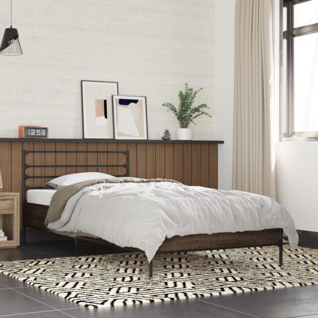 Berkfield Home Bed Frame without Mattress Brown Oak 75x190 cm Small Single - image 1
