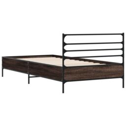 Berkfield Home Bed Frame without Mattress Brown Oak 75x190 cm Small Single - thumbnail 6