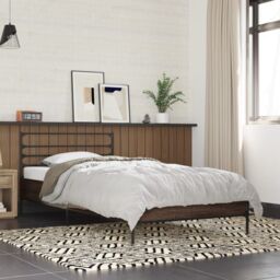 Berkfield Home Bed Frame without Mattress Brown Oak 75x190 cm Small Single - thumbnail 1