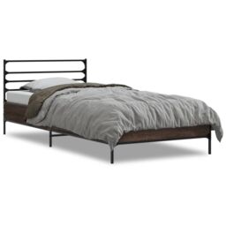 Berkfield Home Bed Frame without Mattress Brown Oak 75x190 cm Small Single - thumbnail 2