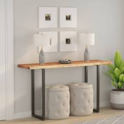 Berkfield Home Table Top 120x40x2.5 cm Rectangular Solid Wood Acacia Live Edge in Brown - thumbnail 2