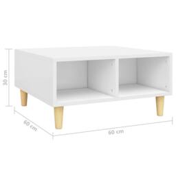 Berkfield Home Coffee Table White 60x60x30 cm Engineered Wood - Size: 60 x 60 x 30 cm - thumbnail 6