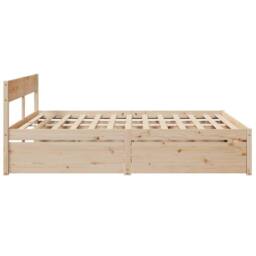 Berkfield Home Modern Bed Frame without Mattress 200x200 cm Solid Wood Pine in Natural - thumbnail 5