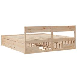 Berkfield Home Modern Bed Frame without Mattress 200x200 cm Solid Wood Pine in Natural - thumbnail 6