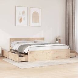Berkfield Home Modern Bed Frame without Mattress 200x200 cm Solid Wood Pine in Natural - thumbnail 2