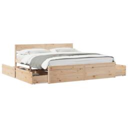 Berkfield Home Modern Bed Frame without Mattress 200x200 cm Solid Wood Pine in Natural - thumbnail 3