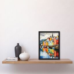 Artery8 Wall Art Print Isle of Mull Calm Tobermory Bay Colourful Houses Framed - Size: A4 - thumbnail 4