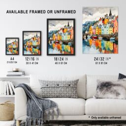 Artery8 Wall Art Print Isle of Mull Calm Tobermory Bay Colourful Houses Framed - Size: A4 - thumbnail 3