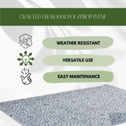 Marco Paul 2.1m Outdoor Garden Rug - Bloom Slate in Dark Grey - Size: 150 cm x 210 cm - thumbnail 6