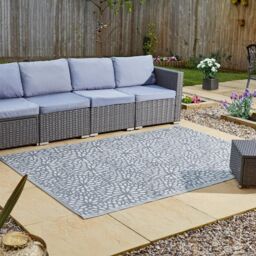 Marco Paul 2.1m Outdoor Garden Rug - Bloom Slate in Dark Grey - Size: 150 cm x 210 cm
