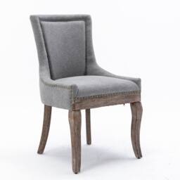 HomeTouch Set of 4 Bewley Plush Linen Upholstered Dining Chairs in Grey - Size: 4 Pack - thumbnail 5