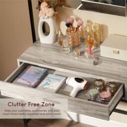 SPETLEK Grey Industrial Wooden Dressing Table Vanity - Size: 100 cm x 60 cm - thumbnail 5
