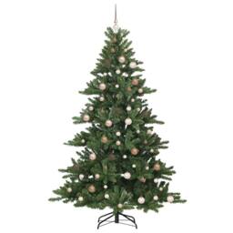 Berkfield Home Artificial Hinged Christmas Tree with 300 LEDs 210 cm PVC in Green - thumbnail 4