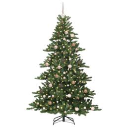 Berkfield Home Artificial Hinged Christmas Tree with 300 LEDs 210 cm PVC in Green - thumbnail 3