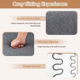 Costway Modern Accent Chair Button Tufted Upholstered Armchair Leisure Sofa in Grey - thumbnail 6