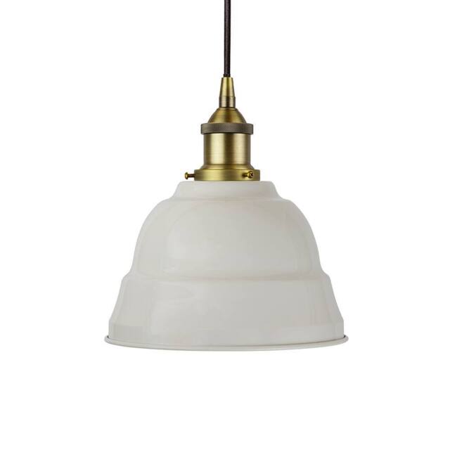 SE Home Pale Grey Lincoln Pendant Light - Matt Antique Brass - Black Round - image 1