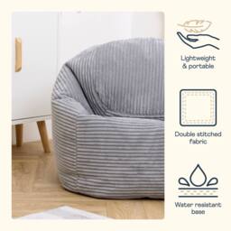 icon Kids Corduroy Beanbag & Foostool in Light Grey - thumbnail 5
