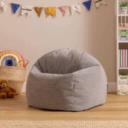 icon Kids Corduroy Beanbag & Foostool in Light Grey - thumbnail 4
