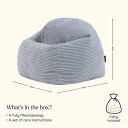 icon Kids Corduroy Beanbag & Foostool in Light Grey - thumbnail 6