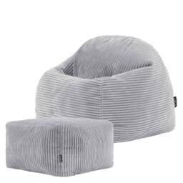 icon Kids Corduroy Beanbag & Foostool in Light Grey - thumbnail 3