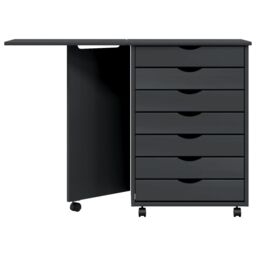 Berkfield Home Rolling Cabinet with Desk MOSS Grey Solid Wood Pine - thumbnail 4