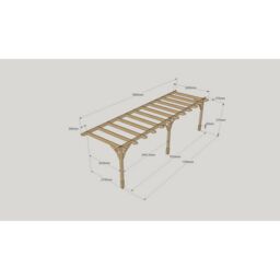 Rutland County Garden Furniture Ltd Wall Mounted Premium Pergola 3 Posts, L300 x W780 x H270 cm, Brown in Green - thumbnail 4