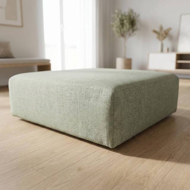 Abakus Direct Tokyo Footstool Basket Weave Fabric in Green - image 1
