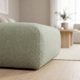 Abakus Direct Tokyo Footstool Basket Weave Fabric in Green - thumbnail 4